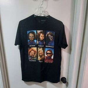 Chucky Black Graphic T-Shirt for Boys Size M.